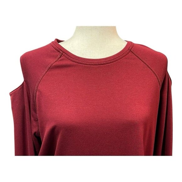 BCG Womens Split Shoulder Sweatshirt~Size Lrg~Deep Red Athletic Sporty Top L5 17 - Picture 3 of 13
